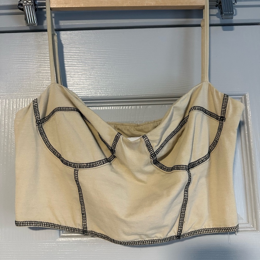 Princess Polly Cream and black crop top